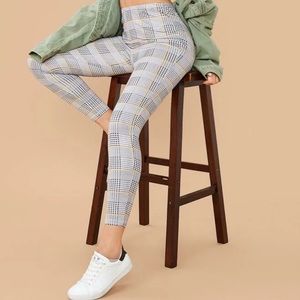 high waisted spandex plaid leggings